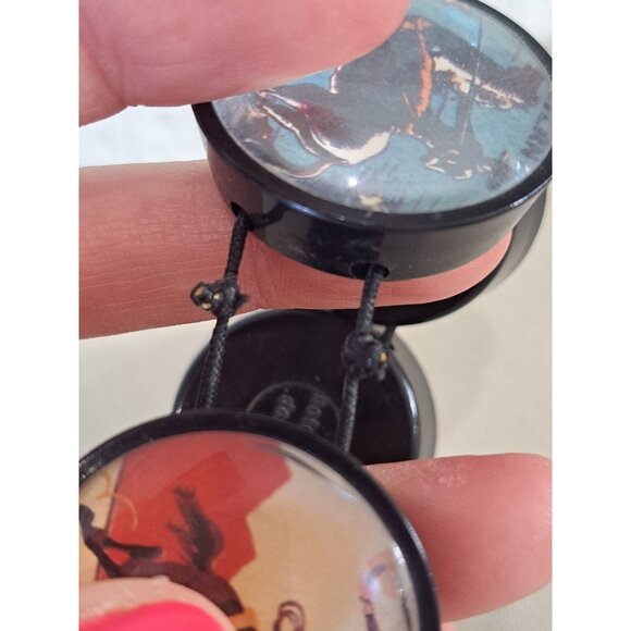 Vtg Hotcakes Design Western Themed Stretch Bracelet Colorful Cowboy Art Prints - Picture 6 of 8